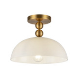 Alora Paisley One Light Semi-Flush Mount in Brushed Gold/Glossy Opal Glass - SF459012BGGO
