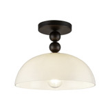 Alora Paisley One Light Semi-Flush Mount in Matte Black/Glossy Opal Glass - SF459012MBGO