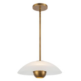 Kuzco Lighting Umbra One Light Pendant in Opal Glass/Vintage Brass - PD11914-OP/VB