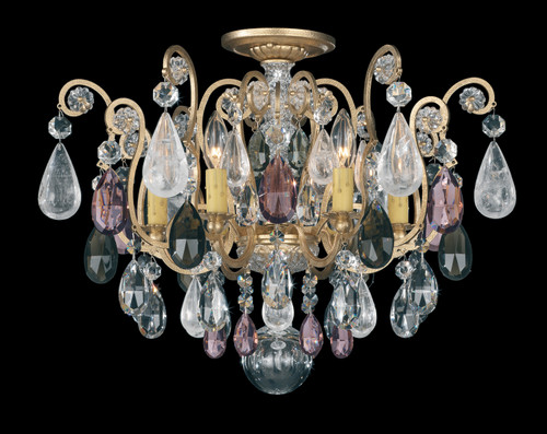 Schonbek Renaissance Rock Crystal Six Light Semi-Flush Mount in Etruscan Gold - 3584-23AD Schonbek Renaissance Rock Crystal Six Light Semi-Flush Mount in Etruscan Gold - 3584-23AD