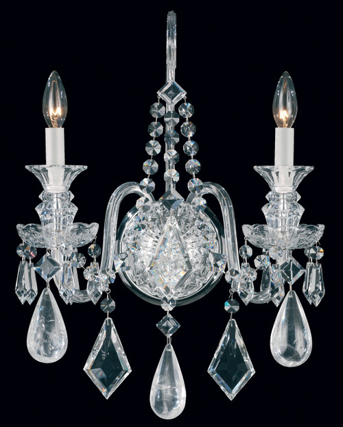 Schonbek Hamilton Rock Crystal Two Light Wall Sconce in Jet Black - 5502BK