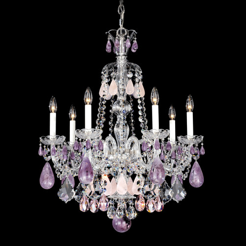Schonbek Hamilton Rock Crystal Seven Light Chandelier in Polished Silver - 5536AM Schonbek Hamilton Rock Crystal Seven Light Chandelier in Polished Silver - 5536AM