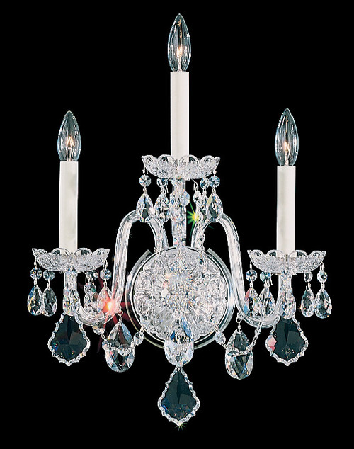 Schonbek Olde World Three Light Wall Sconce in Polished Silver - 6808-40R