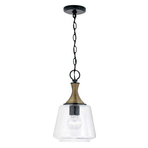 Capital Lighting Amara One Light Pendant in Matte Black with Brass - 345611KB Capital Lighting Amara One Light Pendant in Matte Black with Brass - 345611KB