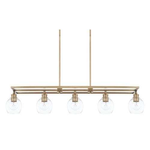Capital Lighting Mid Century Five Light Island Pendant in Aged Brass - 821151AD-426 Capital Lighting Mid Century Five Light Island Pendant in Aged Brass - 821151AD-426