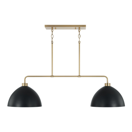 Capital Lighting Ross Two Light Island Pendant in Aged Brass and Black - 852021AB Capital Lighting Ross Two Light Island Pendant in Aged Brass and Black - 852021AB