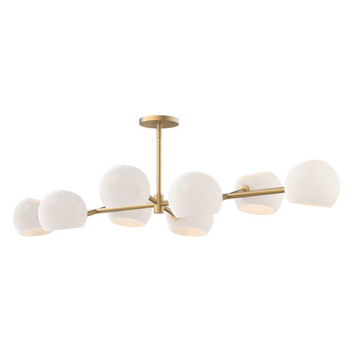 Alora Willow Eight Light Linear Pendant in Brushed Gold/Opal Matte Glass - LP548848BGOP Alora Willow Eight Light Linear Pendant in Brushed Gold/Opal Matte Glass - LP548848BGOP