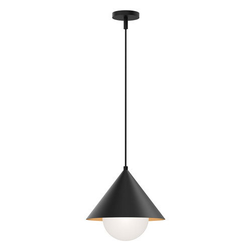 Alora Remy One Light Pendant in Matte Black/Opal Glass - PD485214MBOP