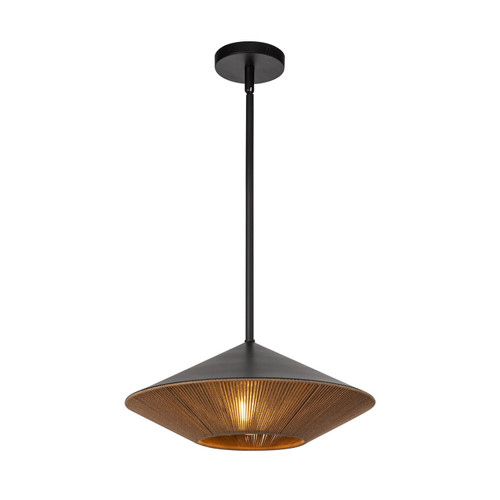 Alora Daphne One Light Pendant in Matte Black/Brown Cotton Rope - PD633215MBBR