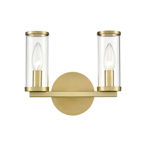 Alora Revolve Two Light Bathroom Fixture in Clear Glass/Natural Brass - WV309022NBCG