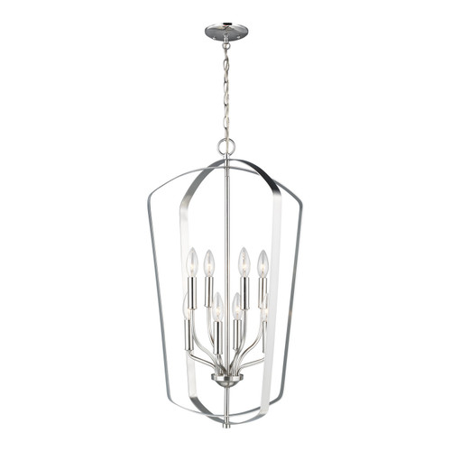 Generation Lighting Romee Eight Light Hall / Foyer Pendant in Brushed Nickel - 5134908-962 Generation Lighting Romee Eight Light Hall / Foyer Pendant in Brushed Nickel - 5134908-962