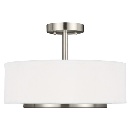 Generation Lighting Nance Two Light Semi-Flush Convertible Pendant in Brushed Nickel - 7728002EN3-962 Generation Lighting Nance Two Light Semi-Flush Convertible Pendant in Brushed Nickel - 7728002EN3-962