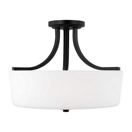 Generation Lighting Kemal Three Light Semi-Flush Mount in Midnight Black - 7728803-112
