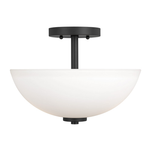 Generation Lighting Oslo Two Light Semi-Flush Convertible Pendant in Midnight Black - 77160-112 Generation Lighting Oslo Two Light Semi-Flush Convertible Pendant in Midnight Black - 77160-112