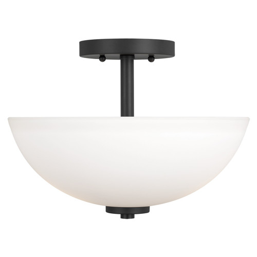 Generation Lighting Oslo Two Light Semi-Flush Convertible Pendant in Midnight Black - 77160EN3-112 Generation Lighting Oslo Two Light Semi-Flush Convertible Pendant in Midnight Black - 77160EN3-112