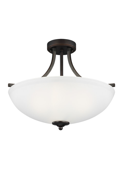 Generation Lighting Geary Three Light Semi-Flush Convertible Pendant in Bronze - 7716503-710