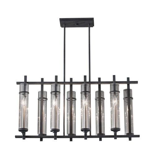 Generation Lighting Ethan Eight Light Chandelier in Antique Forged Iron / Brushed Steel - F2630/8AF/BS Generation Lighting Ethan Eight Light Chandelier in Antique Forged Iron / Brushed Steel - F2630/8AF/BS