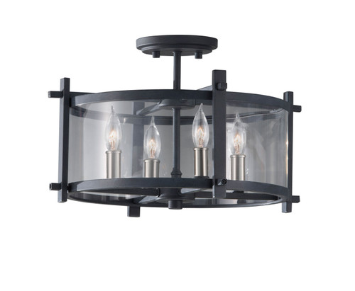 Generation Lighting Ethan Four Light Ceiling Fixture in Antique Forged Iron / Brushed Steel - SF292AF/BS Generation Lighting Ethan Four Light Ceiling Fixture in Antique Forged Iron / Brushed Steel - SF292AF/BS