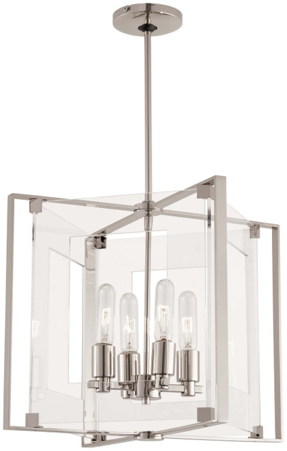 George Kovacs Crystal Clear Four Light Pendant in Polished Nickel - P1404-613 George Kovacs Crystal Clear Four Light Pendant in Polished Nickel - P1404-613