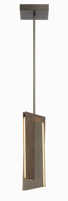 George Kovacs Interszioni LED Mini Pendant in Midnight Iron & Faux Walnut - P1641-895-L George Kovacs Interszioni LED Mini Pendant in Midnight Iron & Faux Walnut - P1641-895-L