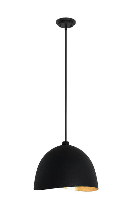 George Kovacs Eclos One Light Pendant in Sand Coal W/Gold Leaf - P1914-711 George Kovacs Eclos One Light Pendant in Sand Coal W/Gold Leaf - P1914-711