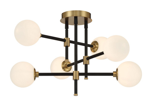 George Kovacs Cosmet Six Light Flush Mount in Coal And Aged Brass - P8156-681 George Kovacs Cosmet Six Light Flush Mount in Coal And Aged Brass - P8156-681