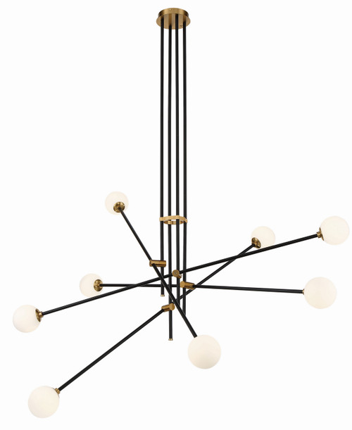 George Kovacs Cosmet Eight Light Chandelier in Coal And Aged Brass - P8152-681 George Kovacs Cosmet Eight Light Chandelier in Coal And Aged Brass - P8152-681