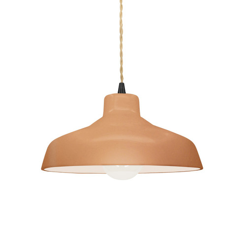 Justice Designs Radiance One Light Pendant in Adobe - CER-6260-ADOB-MBLK-BEIG-TWST