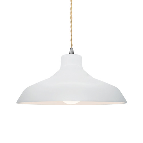 Justice Designs Radiance One Light Pendant in Gloss White (outside and inside of fixture) - CER-6263-WTWT-NCKL-BEIG-TWST