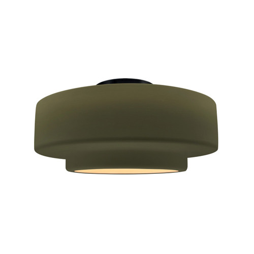 Justice Designs Radiance One Light Semi-Flush Mount in Matte Green - CER-6363-MGRN-MBLK