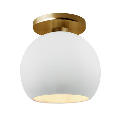Justice Designs Radiance One Light Semi-Flush Mount in Gloss White (outside and inside of fixture) - CER-6353-WTWT-BRSS