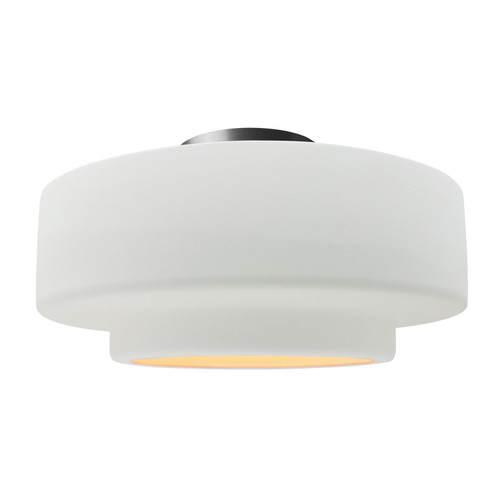 Justice Designs Radiance One Light Semi-Flush Mount in Gloss White (outside and inside of fixture) - CER-6365-WTWT-NCKL