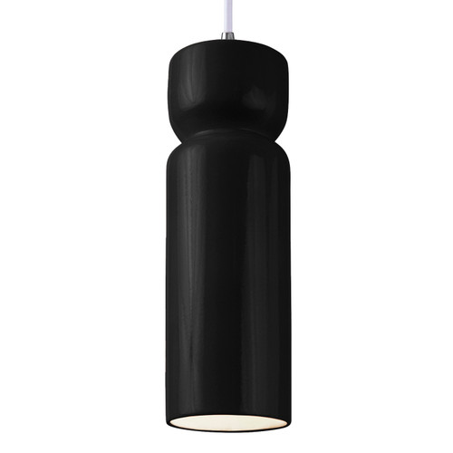 Justice Designs Radiance One Light Pendant in Gloss Black - CER-6510-BLK-CROM-WTCD