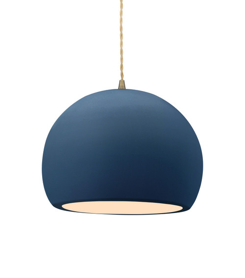 Justice Designs Radiance One Light Pendant in Midnight Sky w/ Matte White - CER-6533-MDMT-ABRS-BEIG-TWST