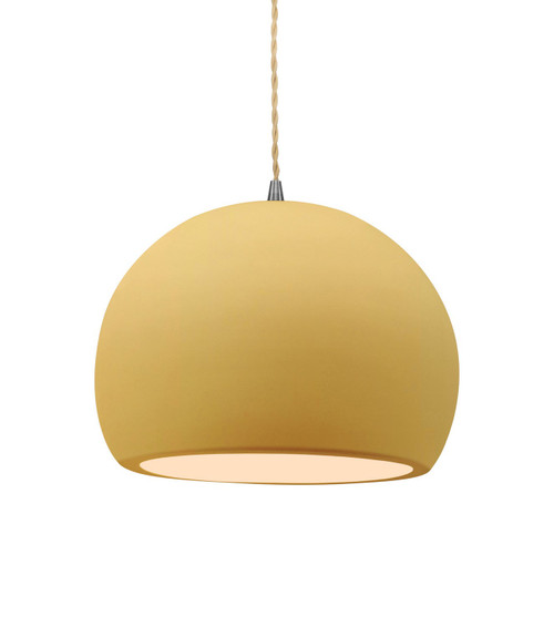 Justice Designs Radiance One Light Pendant in Muted Yellow - CER-6533-MYLW-NCKL-BEIG-TWST