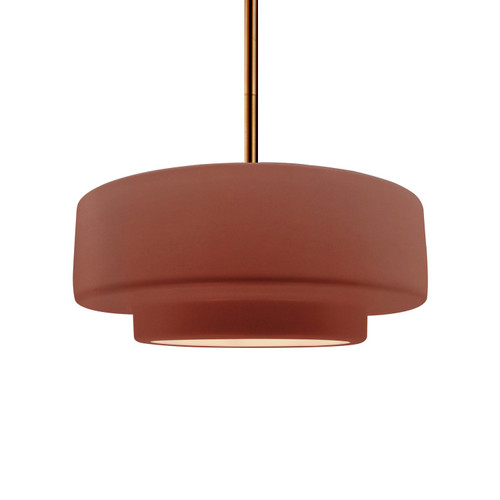Justice Designs Radiance One Light Pendant in Canyon Clay - CER-6543-CLAY-BRSS-RIGID