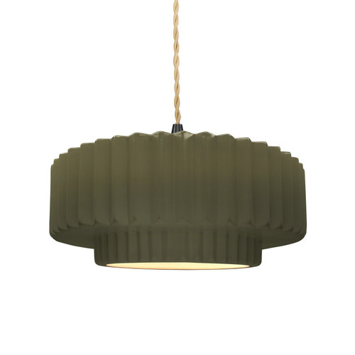 Justice Designs Radiance One Light Pendant in Matte Green - CER-6553-MGRN-MBLK-BEIG-TWST