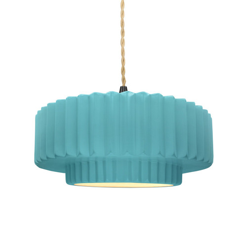 Justice Designs Radiance One Light Pendant in Reflecting Pool - CER-6553-RFPL-MBLK-BEIG-TWST