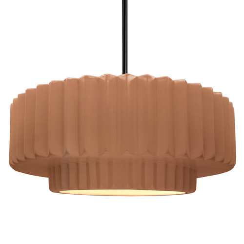 Justice Designs Radiance One Light Pendant in Adobe - CER-6555-ADOB-MBLK-RIGID