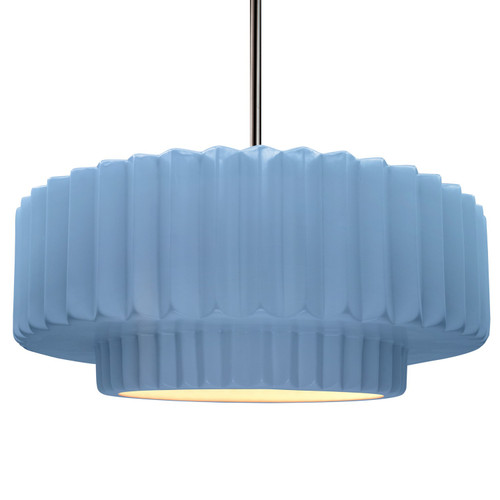 Justice Designs Radiance One Light Pendant in Sky Blue - CER-6555-SKBL-NCKL-RIGID