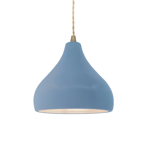 Justice Designs Radiance One Light Pendant in Sky Blue - CER-6560-SKBL-ABRS-BEIG-TWST