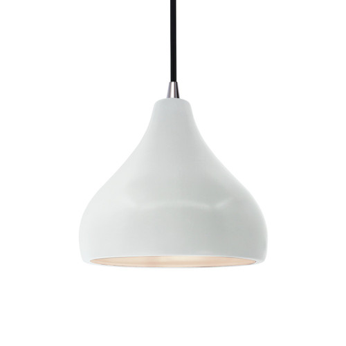 Justice Designs Radiance One Light Pendant in Gloss White - CER-6560-WHT-NCKL-BKCD