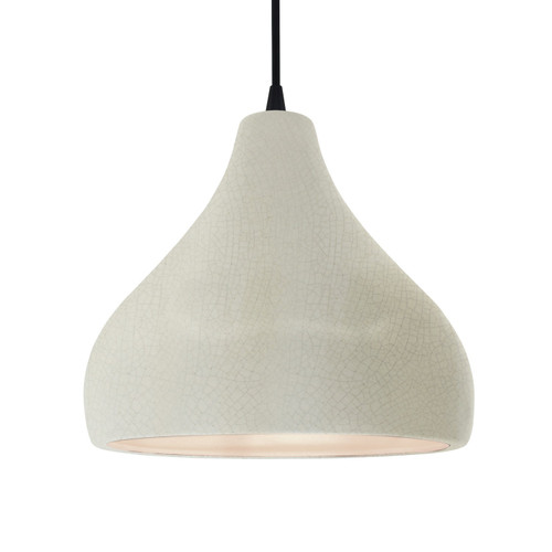Justice Designs Radiance One Light Pendant in White Crackle - CER-6565-CRK-MBLK-BKCD
