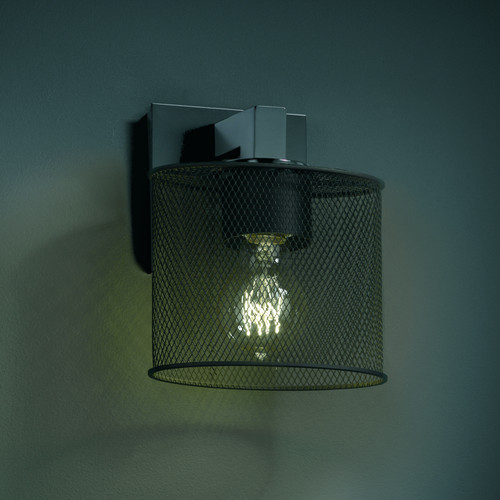 Justice Designs Wire Mesh One Light Wall Sconce in Matte Black - MSH-8931-30-MBLK