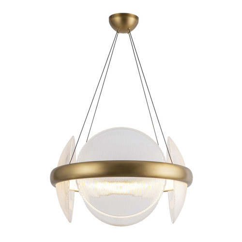 Kuzco Lighting Taurus LED Chandelier in Vintage Brass/Clear Ribbed Glass - CH13922-VBCR-UNV Kuzco Lighting Taurus LED Chandelier in Vintage Brass/Clear Ribbed Glass - CH13922-VBCR-UNV