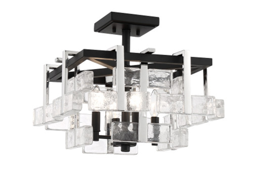 Metropolitan Painesdale Four Light Semi Flush Mount in Sand Coal And Polished Nickel - N7544-729 Metropolitan Painesdale Four Light Semi Flush Mount in Sand Coal And Polished Nickel - N7544-729