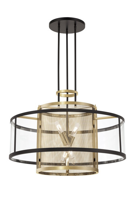 Metropolitan Soho Four Lights Pendant in Coal And Soft Brass - N7813-726 Metropolitan Soho Four Lights Pendant in Coal And Soft Brass - N7813-726