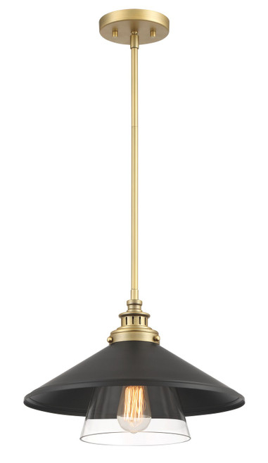 Minka-Lavery Segan One Light Mini Pendant in Coal & Soft Brass (Painted) - 1405-758 Minka-Lavery Segan One Light Mini Pendant in Coal & Soft Brass (Painted) - 1405-758
