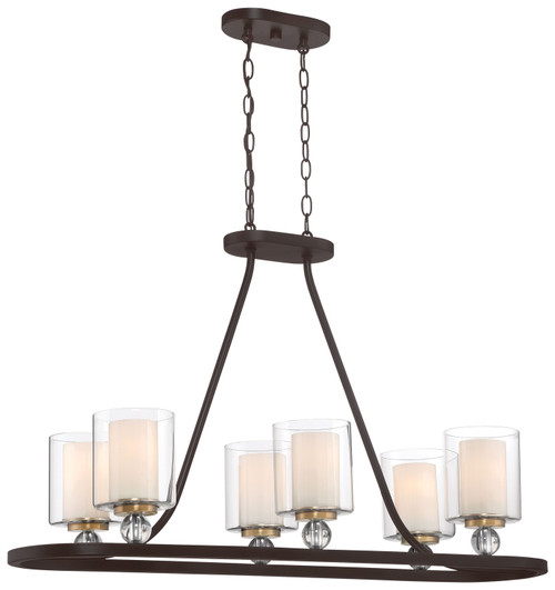 Minka-Lavery Studio 5 Five Light Island Pendant in Painted Bronze W/Natural Brush - 3076-416