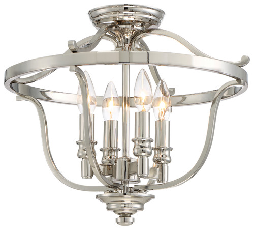 Minka-Lavery Audrey'S Point Four Light Semi Flush Mount in Polished Nickel - 3296-613 Minka-Lavery Audrey'S Point Four Light Semi Flush Mount in Polished Nickel - 3296-613